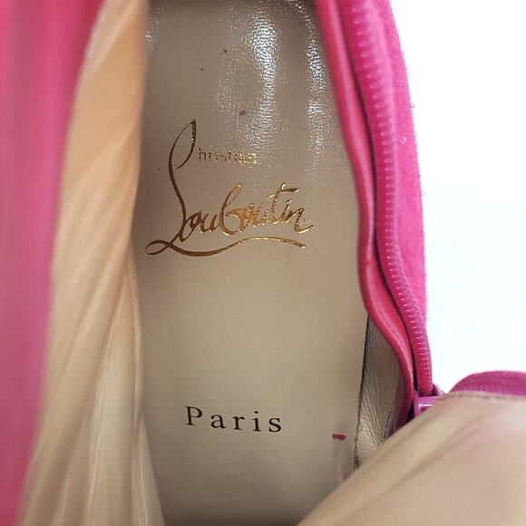 Christian Louboutin So Kate Booty Ankle Heeled Boots Suede 100 Pink Size 38 US 8 - Picture 11 of 13